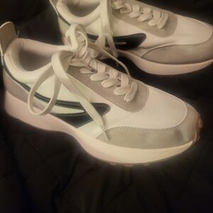 Womens Athletic Sneakers in White, Gray & Black